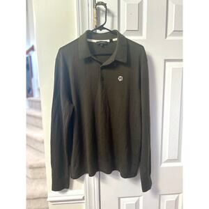 Ted Baker Olive Green Knit Wool Long Sleeve Polo Sweater